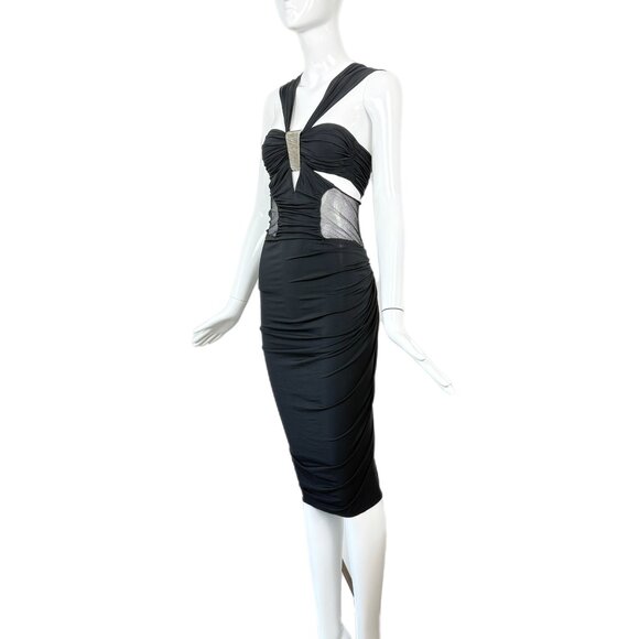 DONNA KARAN 2005 Vintage Black w. Silver Hardware Midi Dress - Picture 6 of 8